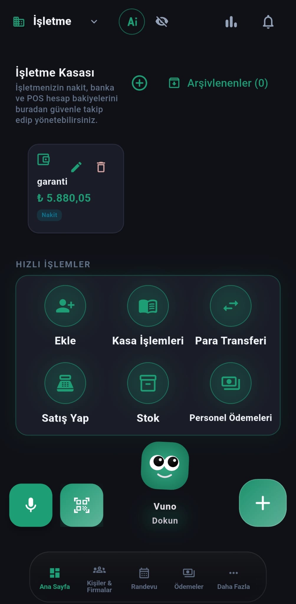Business app screen
