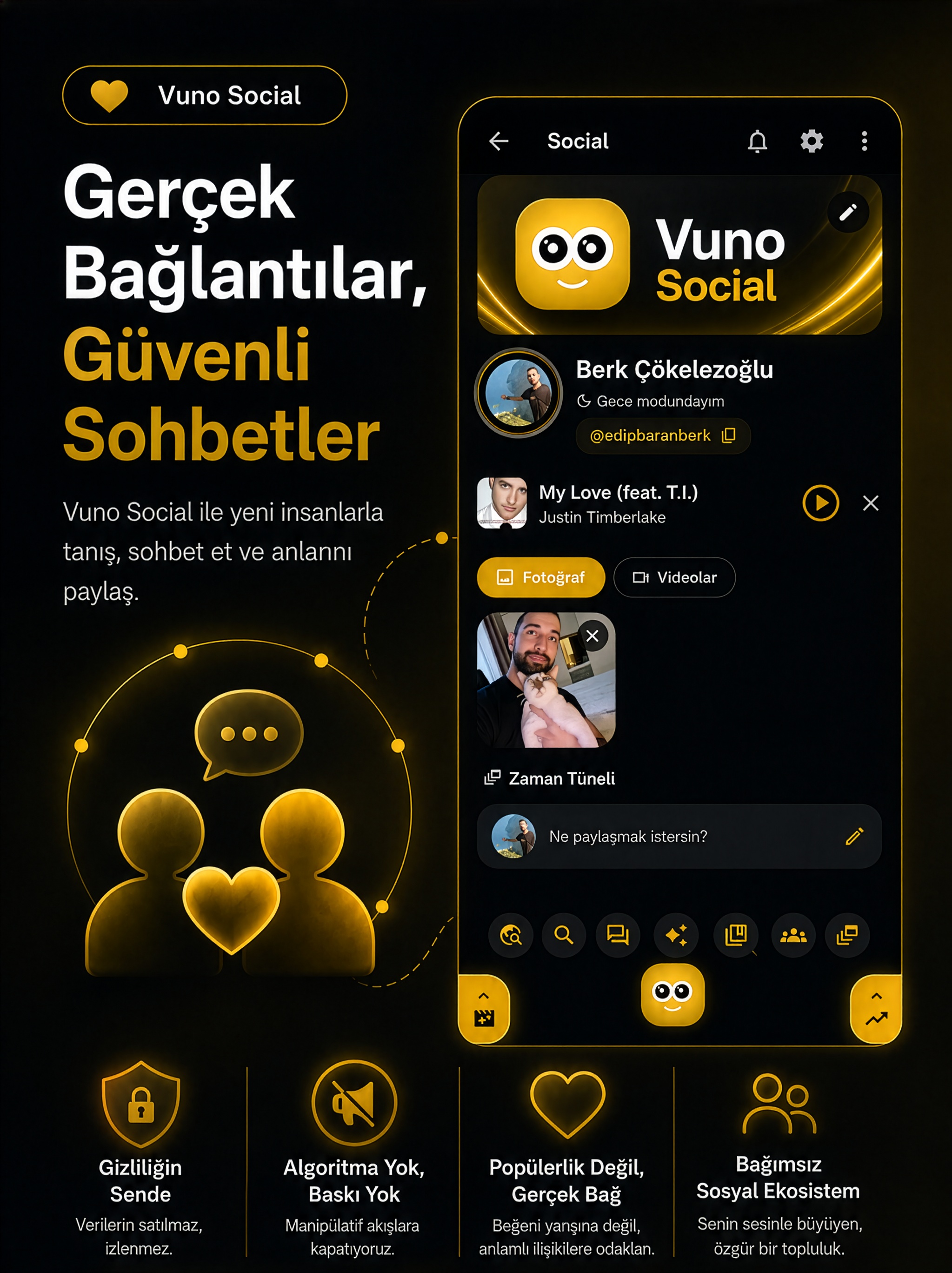 Vuno Social secure social ecosystem screen